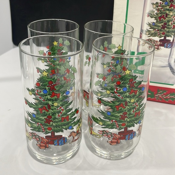 Vintage Luminarc Noel Christmas tree glasses set of 12 tumblers multi-size set - Picture 6 of 16